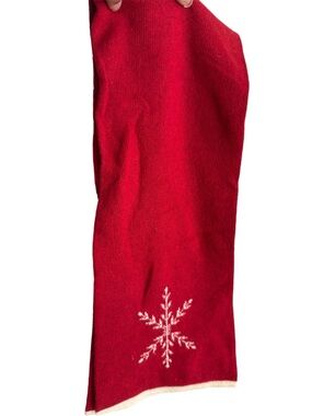 Talbots Red Wool Angora Cashmere Snowflake Scarf Made Italy